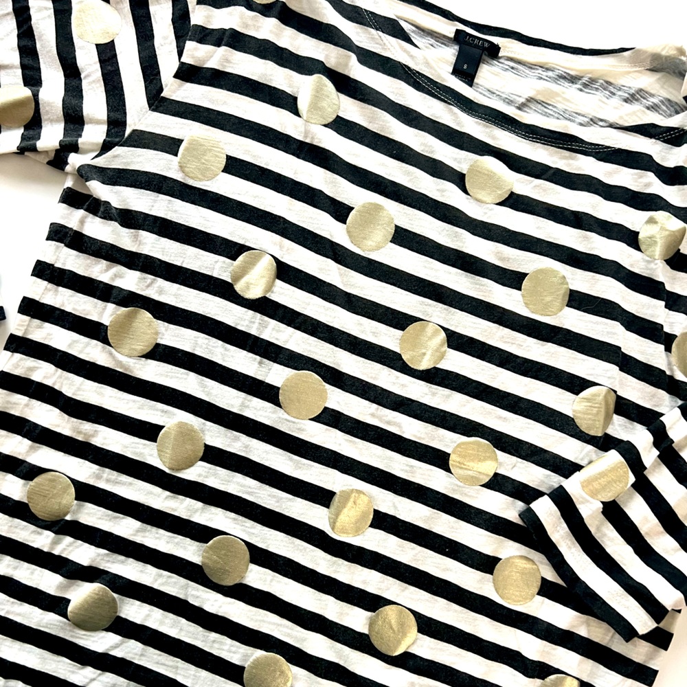 J. Crew Stripes & Polka Dot Top